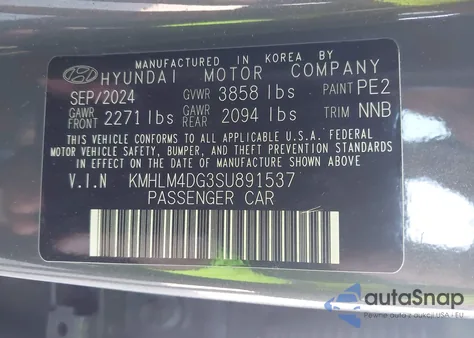 2025 Hyundai Elantra Sel Sport z USA, uszkodzony, nr VIN KMHLM4DG3SU891537